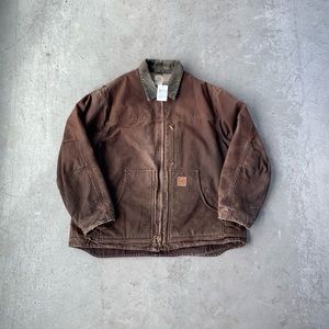 Vintage Brown Carhartt Sherpa Lined Work Wear Jacket
